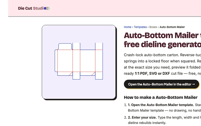 Die Cut Studio, the template library