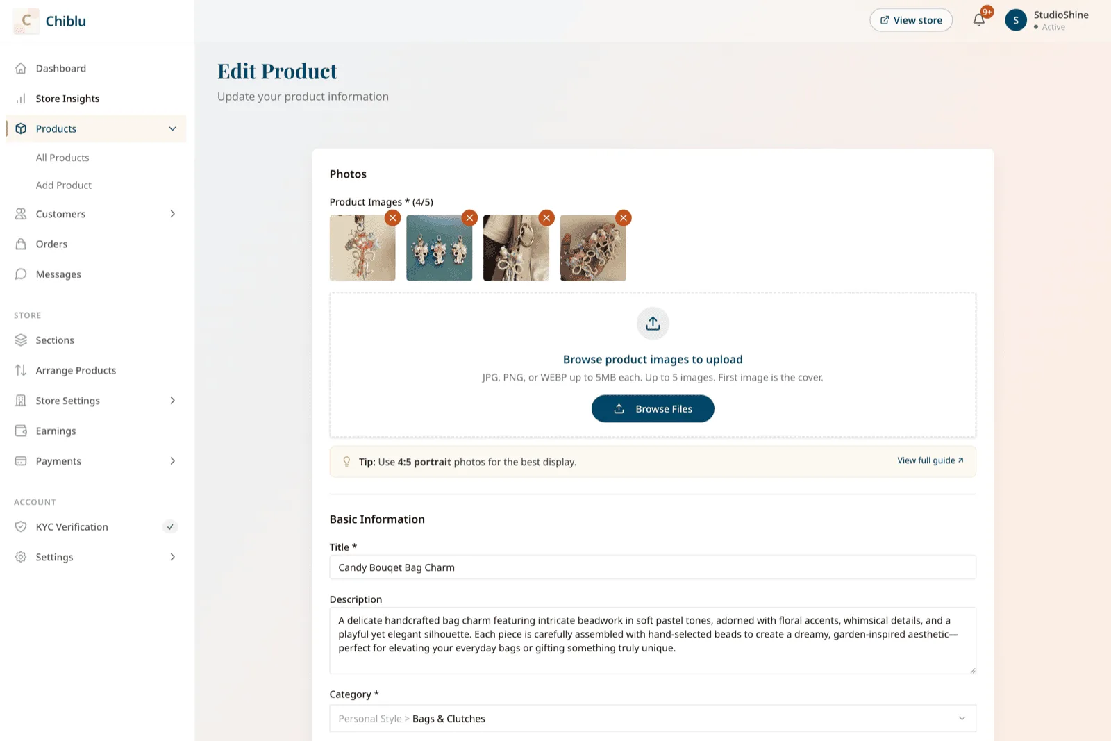 Edit product