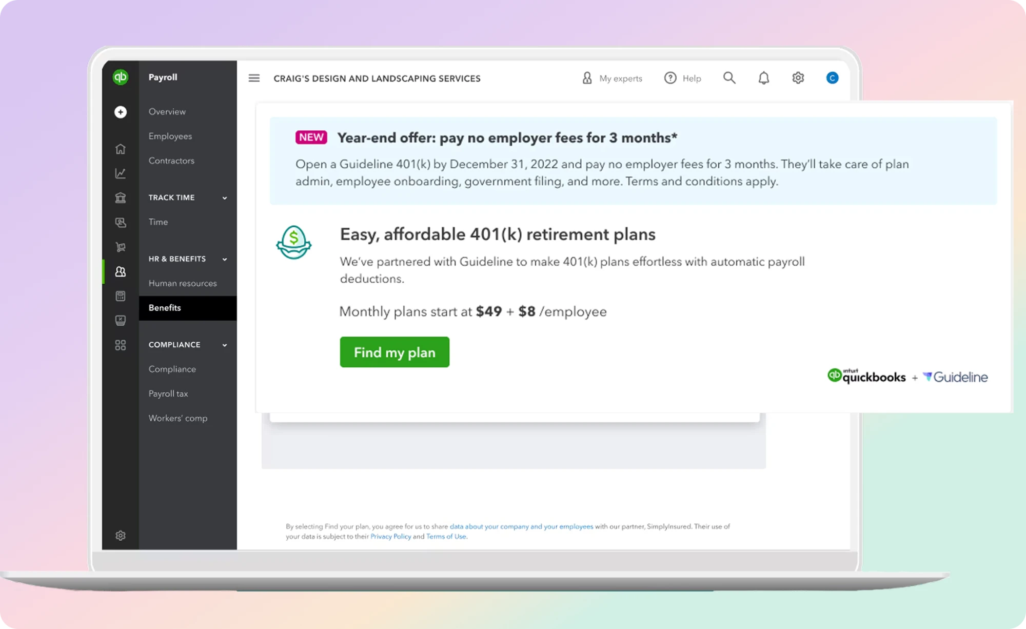Benefits page