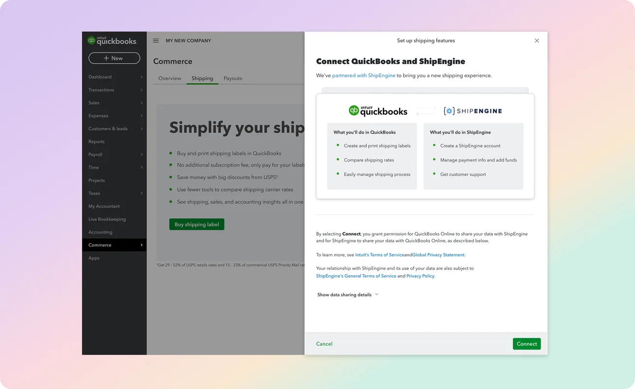 Connecting QuickBooks and ShipEngine