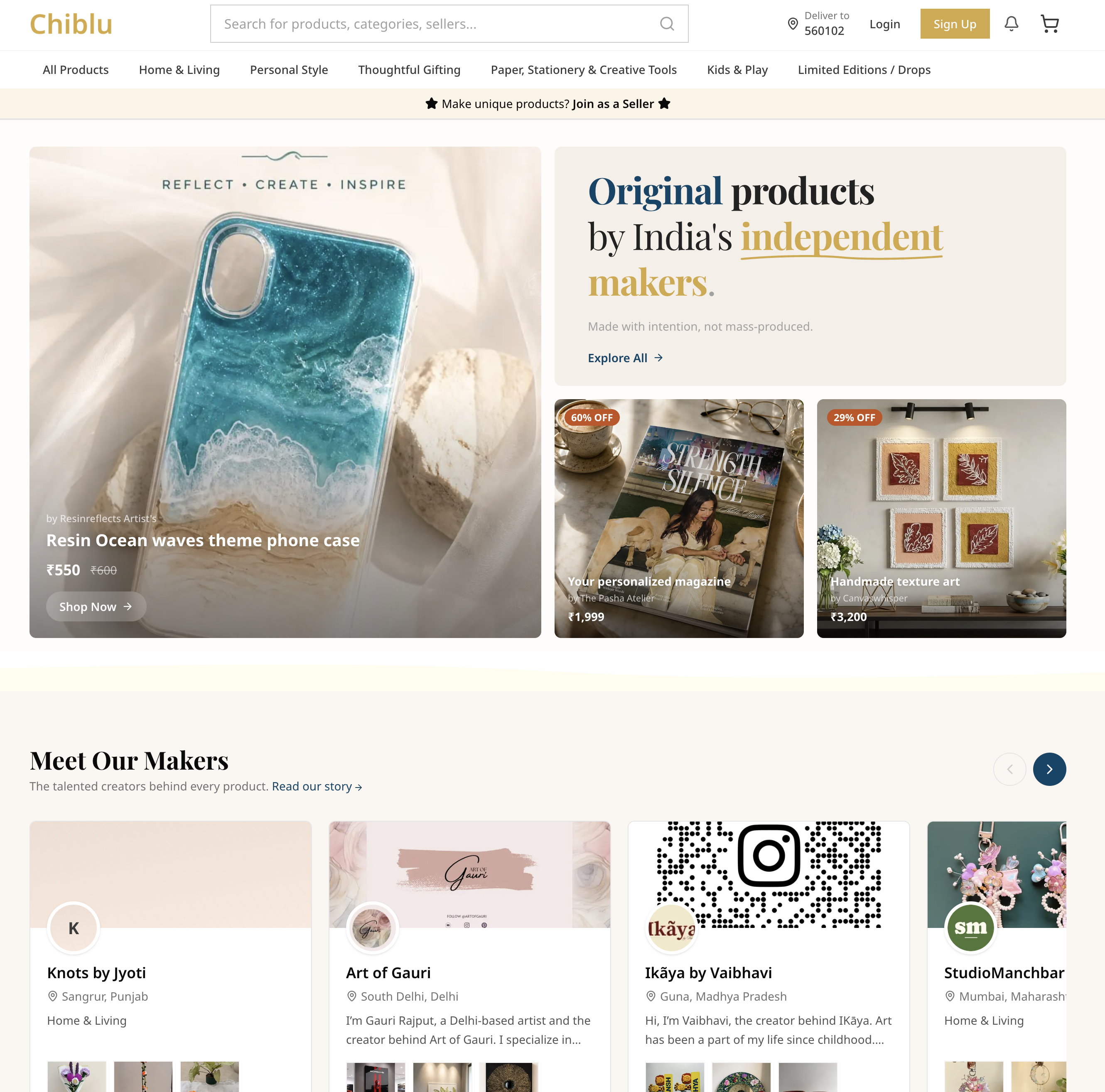 Chiblu v2 - the current product, with custom storefronts per maker